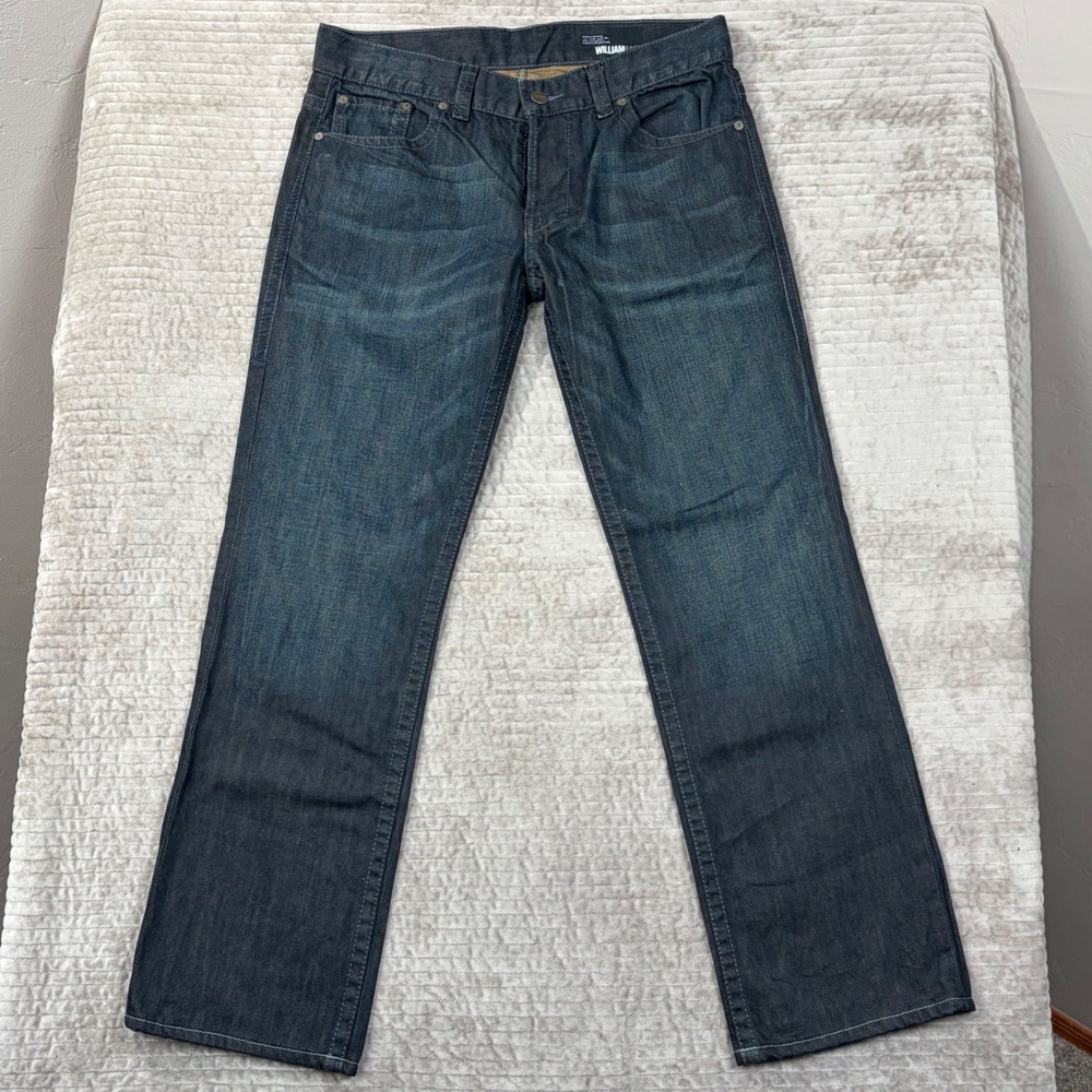 William Rast Ben Straight and Regular Dark Wash Indigo Denim Jeans Mens 33x32‎